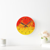 赤と黄色の炎 ラウンド壁時計 (ホーム)