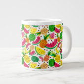 赤と黄色の熱帯果実パターン ジャンボコーヒーマグカップ (正面右)