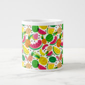 赤と黄色の熱帯果実パターン ジャンボコーヒーマグカップ (正面)