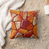 赤と黄色の瑪瑙の石モザイク クッション (ブランケット)