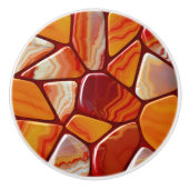 赤と黄色の瑪瑙の石モザイク セラミックノブ (正面)