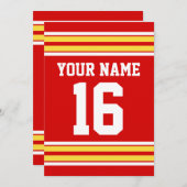 赤と黄色の白いズチームストライプジャージー 招待状 (正面/裏面)