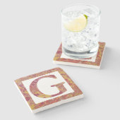 赤と黄色の石のマリリングモノグラムG ストーンコースター (横)