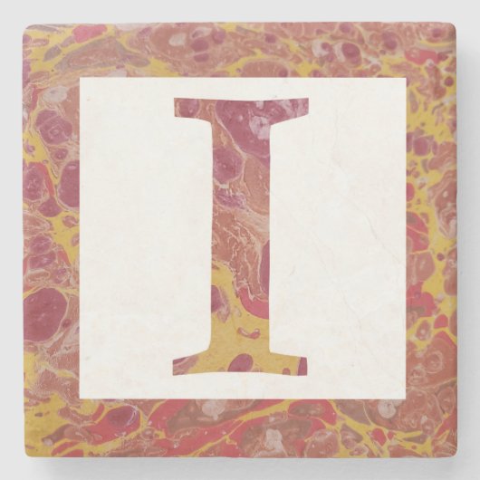 赤と黄色の石のマーリーモノグラムI ストーンコースター (正面)