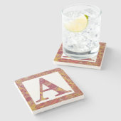 赤と黄色の石の霜降りモノグラムA ストーンコースター (横)