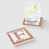 赤と黄色の石の霜降りモノグラムF ストーンコースター (横)