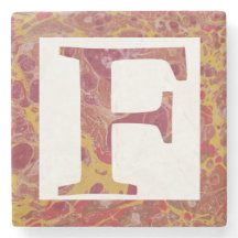 赤と黄色の石の霜降りモノグラムF