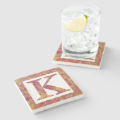 赤と黄色の石マーリーモノグラムK ストーンコースター (横)