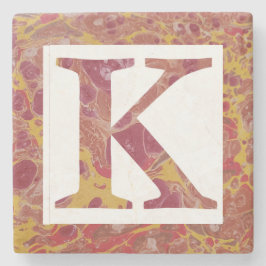 赤と黄色の石マーリーモノグラムK ストーンコースター