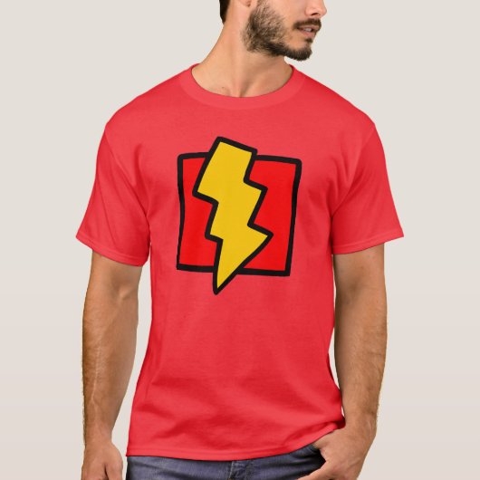 赤と黄色の稲妻ボルト Tシャツ (正面)
