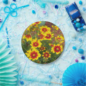 赤と黄色の紅花の写真 ペーパープレート (パーティー)