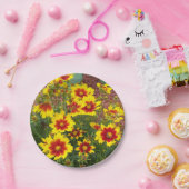 赤と黄色の紅花の写真 ペーパープレート (パーティー)