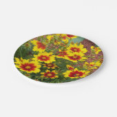 赤と黄色の紅花の写真 ペーパープレート (アングル)