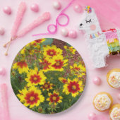 赤と黄色の紅花の写真 ペーパープレート (パーティー)