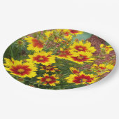 赤と黄色の紅花の写真 ペーパープレート (アングル)