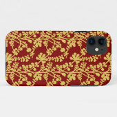 赤と黄色の繰り返し植物パターンのバンダナ Case-Mate iPhoneケース (裏面(横))