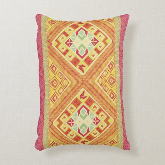 赤と黄色の羽のアクセント枕 アクセントクッション (正面(垂直))