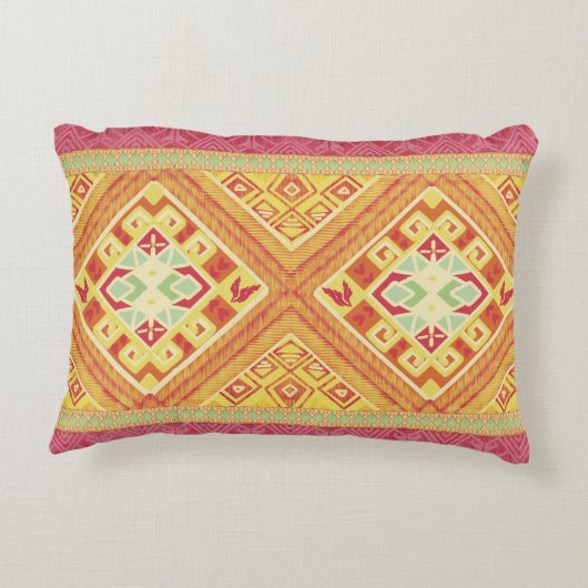 赤と黄色の羽のアクセント枕 アクセントクッション (裏面)