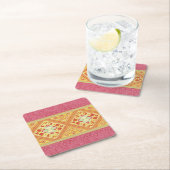 赤と黄色の羽 スクエアペーパーコースター (インサイチュ)