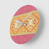 赤と黄色の羽 ラウンド壁時計 (傾斜)