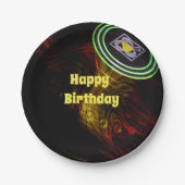 赤と黄色の芝生ボウル、誕生日紙プレート ペーパープレート (正面)