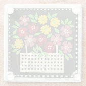 赤と黄色の花かご ガラスコースター (裏面)