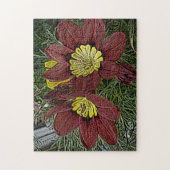 赤と黄色の花の夏の球根フローラ ジグソーパズル (縦)