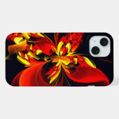 赤と黄色の花モダン抽象芸術パターン #10 iPhoneケース (裏面横)