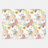 赤と黄色の花柄 ラッピングペーパーシート (正面3)