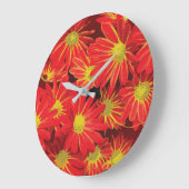 赤と黄色の花1 ラージ壁時計 (傾斜)