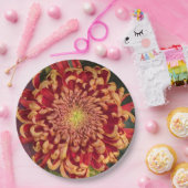 赤と黄色の菊のフローラ ペーパープレート (パーティー)