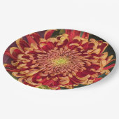 赤と黄色の菊のフローラ ペーパープレート (アングル)