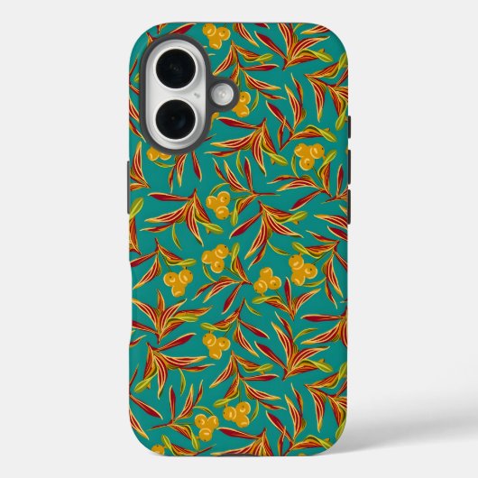 赤と黄色の葉のトロピカルパターン Case-Mate iPhoneケース (裏面)