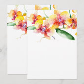 赤と黄色の蘭 ブランケット ウェディング 招待状 (正面/裏面)