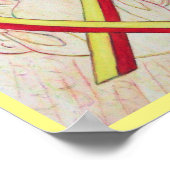 赤と黄色の認識度リボンエンジェルポスター ポスター (角)