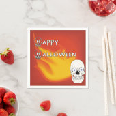 赤と黄色の迷彩の背景を持つ怖いスカル スタンダードカクテルナプキン (インサイチュ)