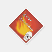 赤と黄色の迷彩の背景を持つ怖いスカル スタンダードカクテルナプキン (角)