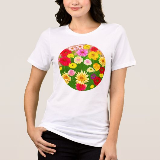 赤と黄色の野生の花の輪 トライブレンドＴシャツ (正面)