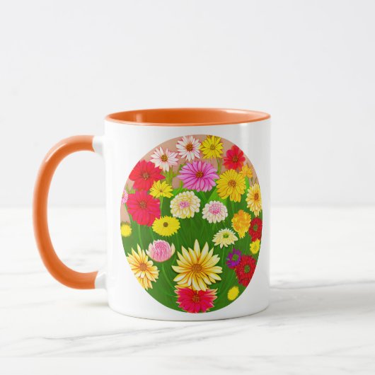 赤と黄色の野生の花の輪 マグカップ (左)