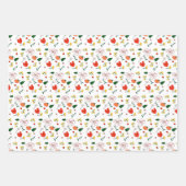 赤と黄色の野花の模様 ラッピングペーパーシート (正面3)