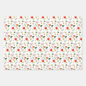 赤と黄色の野花の模様 ラッピングペーパーシート (正面2)