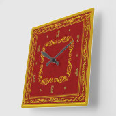 赤と黄色の金ゴールドエレガントの壁時計 スクエア壁時計 (傾斜)