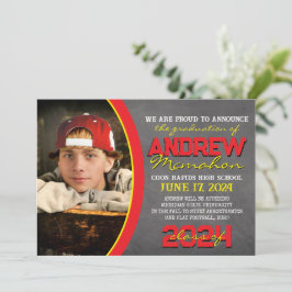 赤と黄色の黒板の卒業発表 招待状