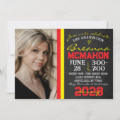 赤と黄色の黒板 卒業写真 招待状 (正面)