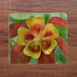 赤と黄色の2色オダマキ（植物）フローラ カッティングボード