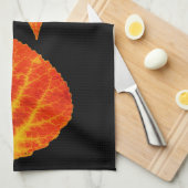 赤と黄色の《植物》アスペンリーフ#10 キッチンタオル (四つ折り)