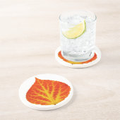 赤と黄色の《植物》アスペンリーフ#10 コースター (側面)