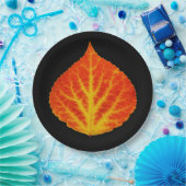 赤と黄色の《植物》アスペンリーフ#10 ペーパープレート (パーティー)