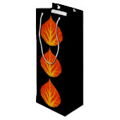 赤と黄色の《植物》アスペンリーフ#10 ワインギフトバッグ (裏面アングル)