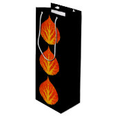 赤と黄色の《植物》アスペンリーフ#10 ワインギフトバッグ (正面アングル)